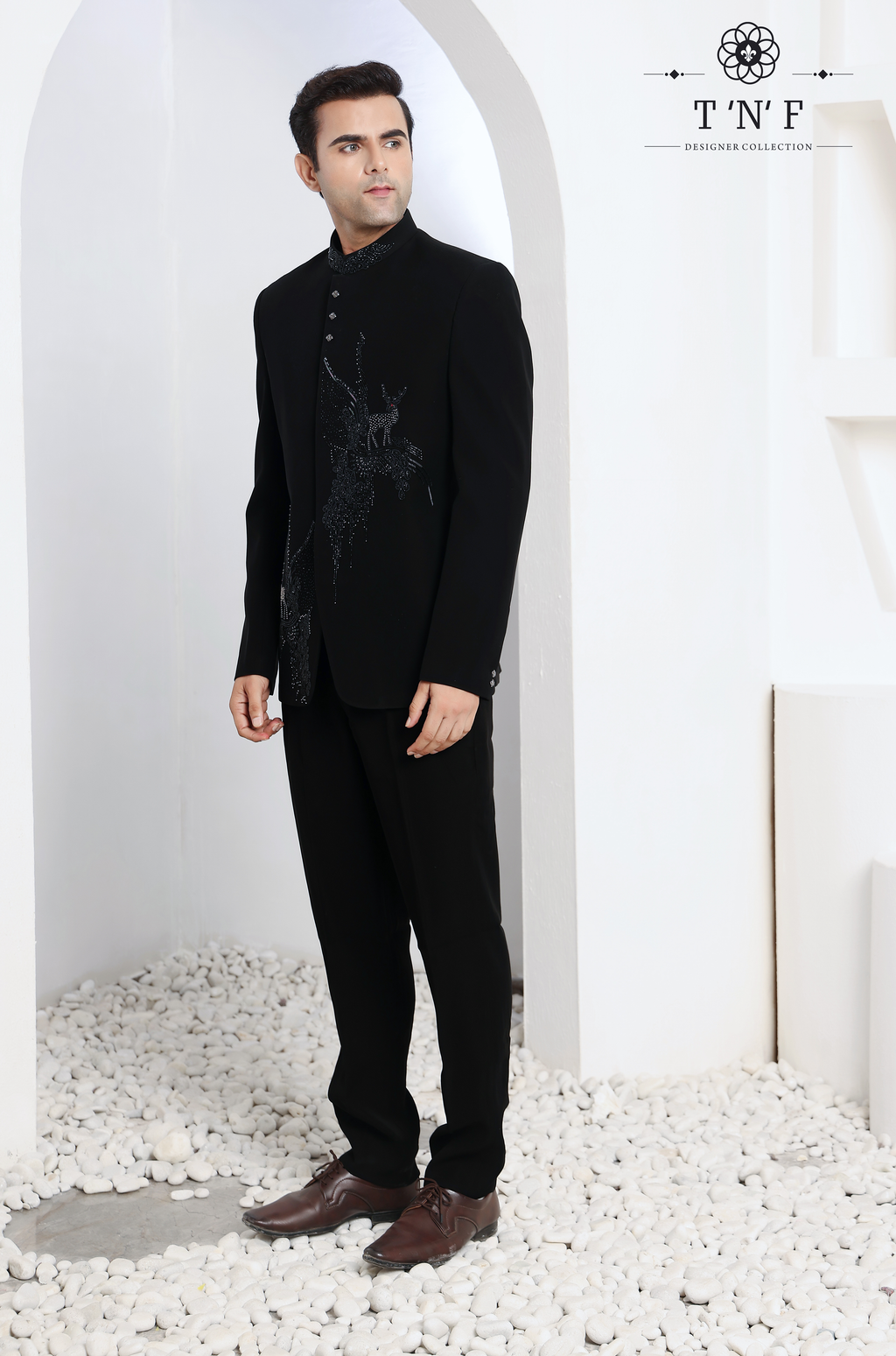 Twilight Deer Embroidered Bandhgala