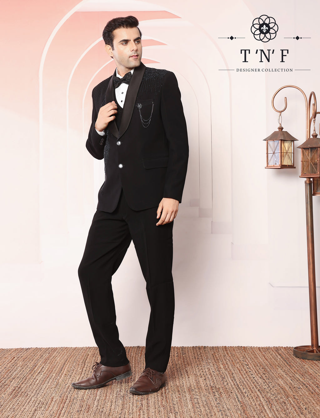 Obsidian Bloom Japanese embroidered Tuxedo