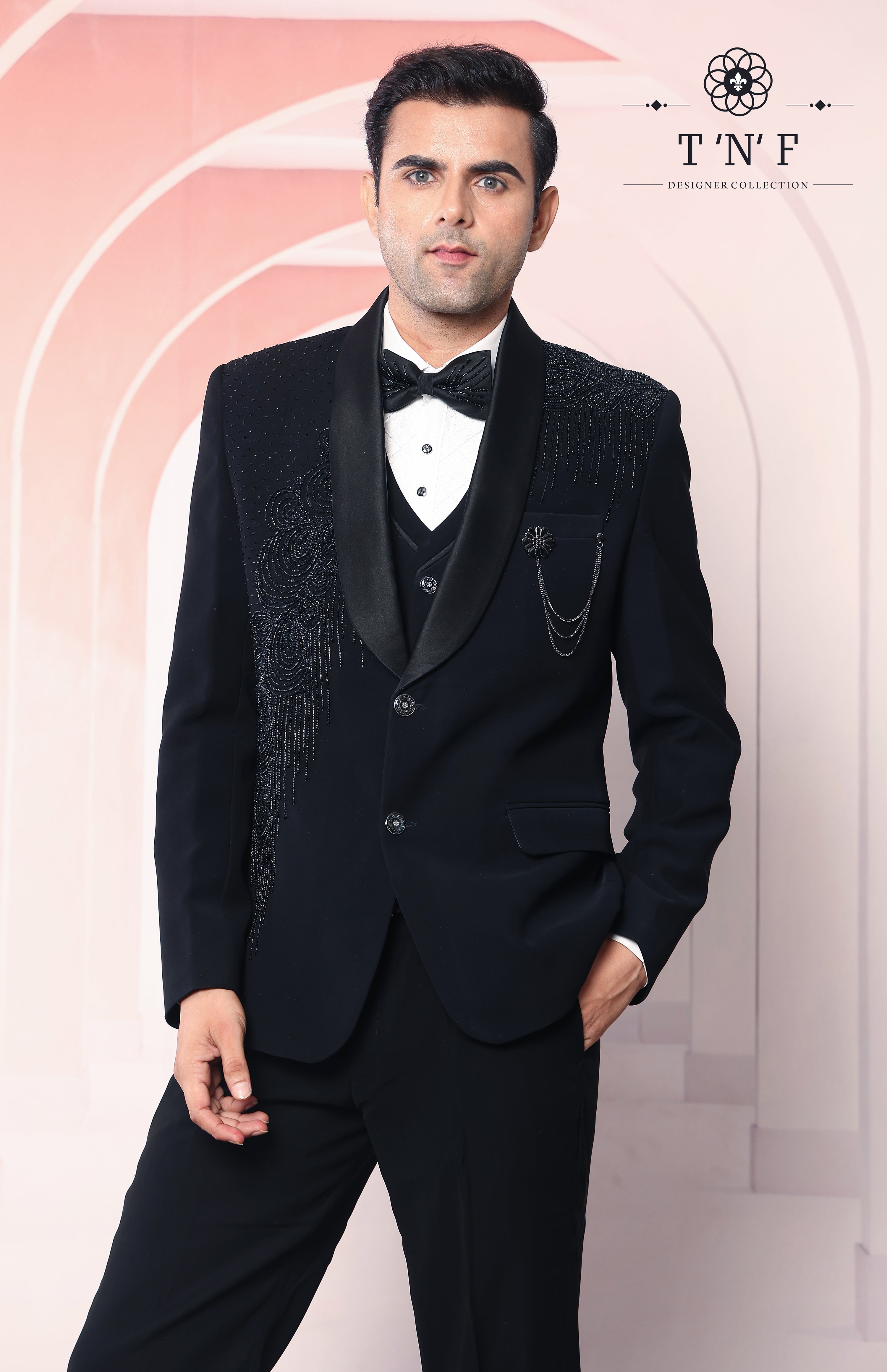 Obsidian Bloom Japanese embroidered Tuxedo