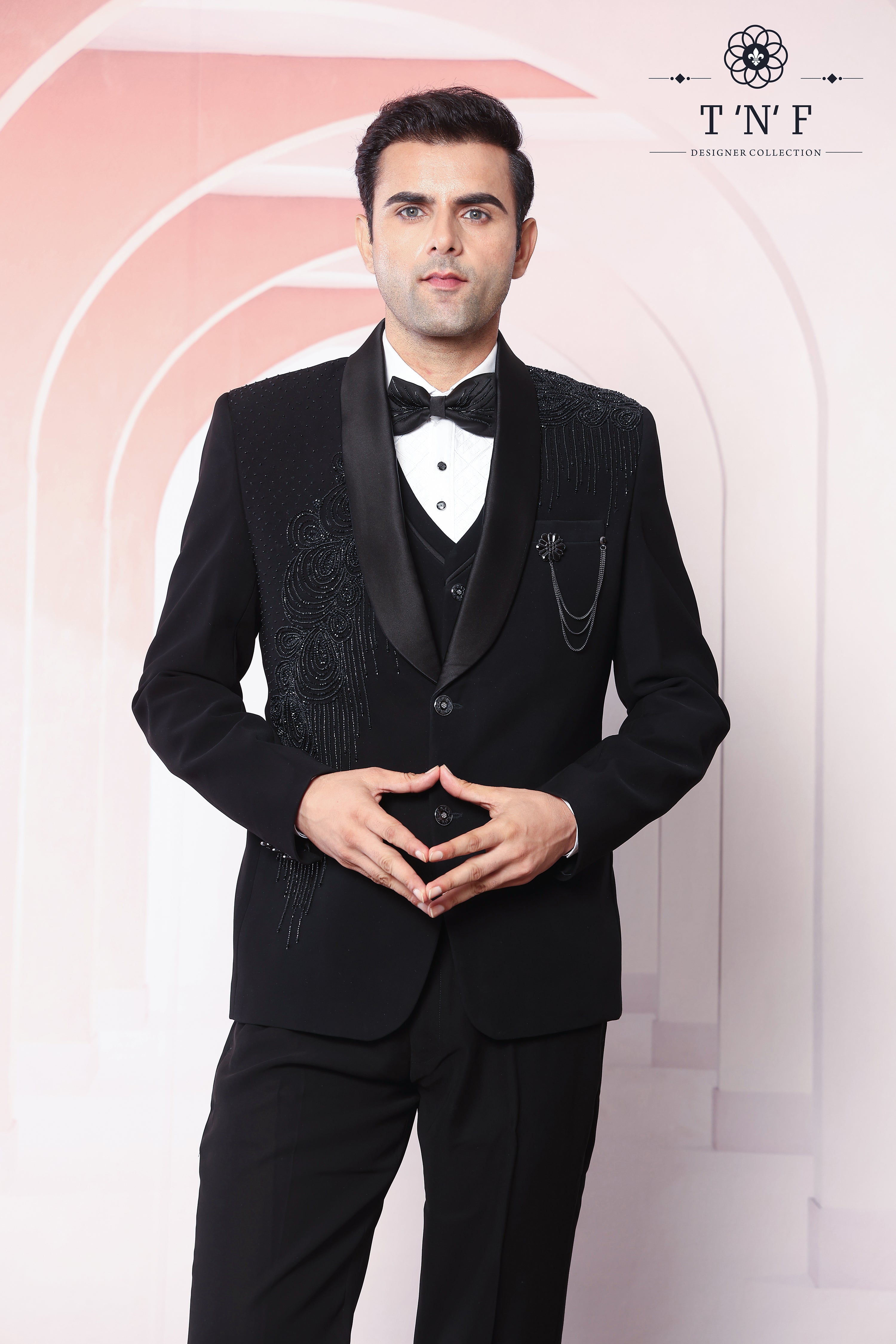 Obsidian Bloom Japanese embroidered Tuxedo