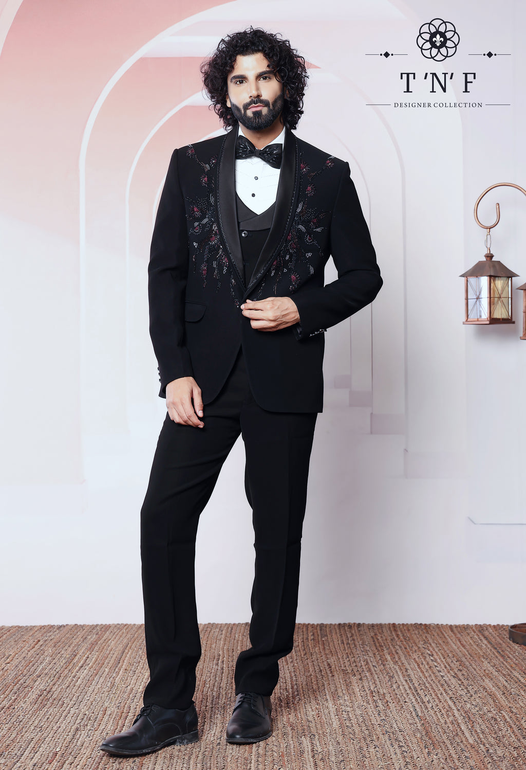 Crimson Noir Japanese embroidered Tuxedo