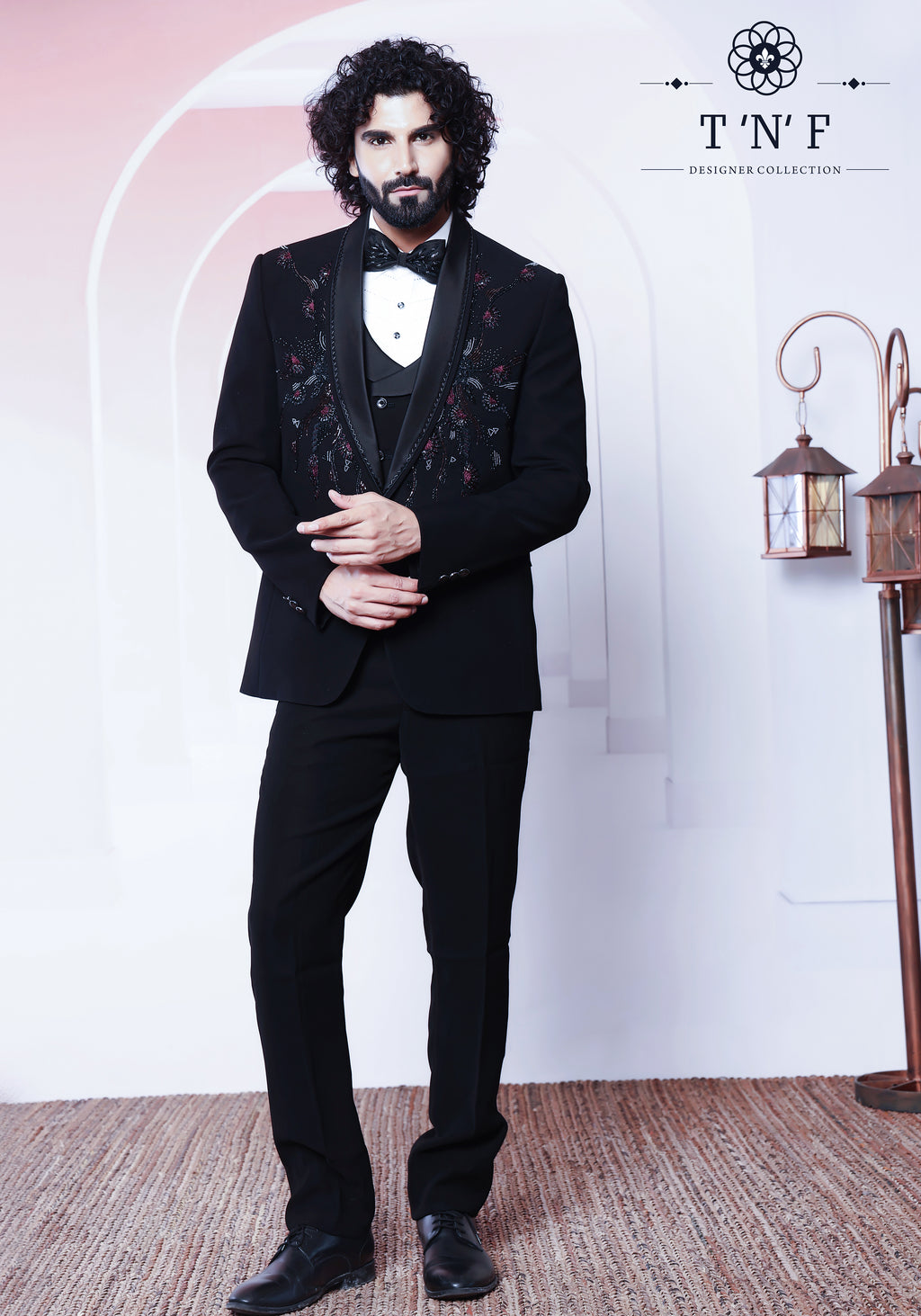 Crimson Noir Japanese embroidered Tuxedo
