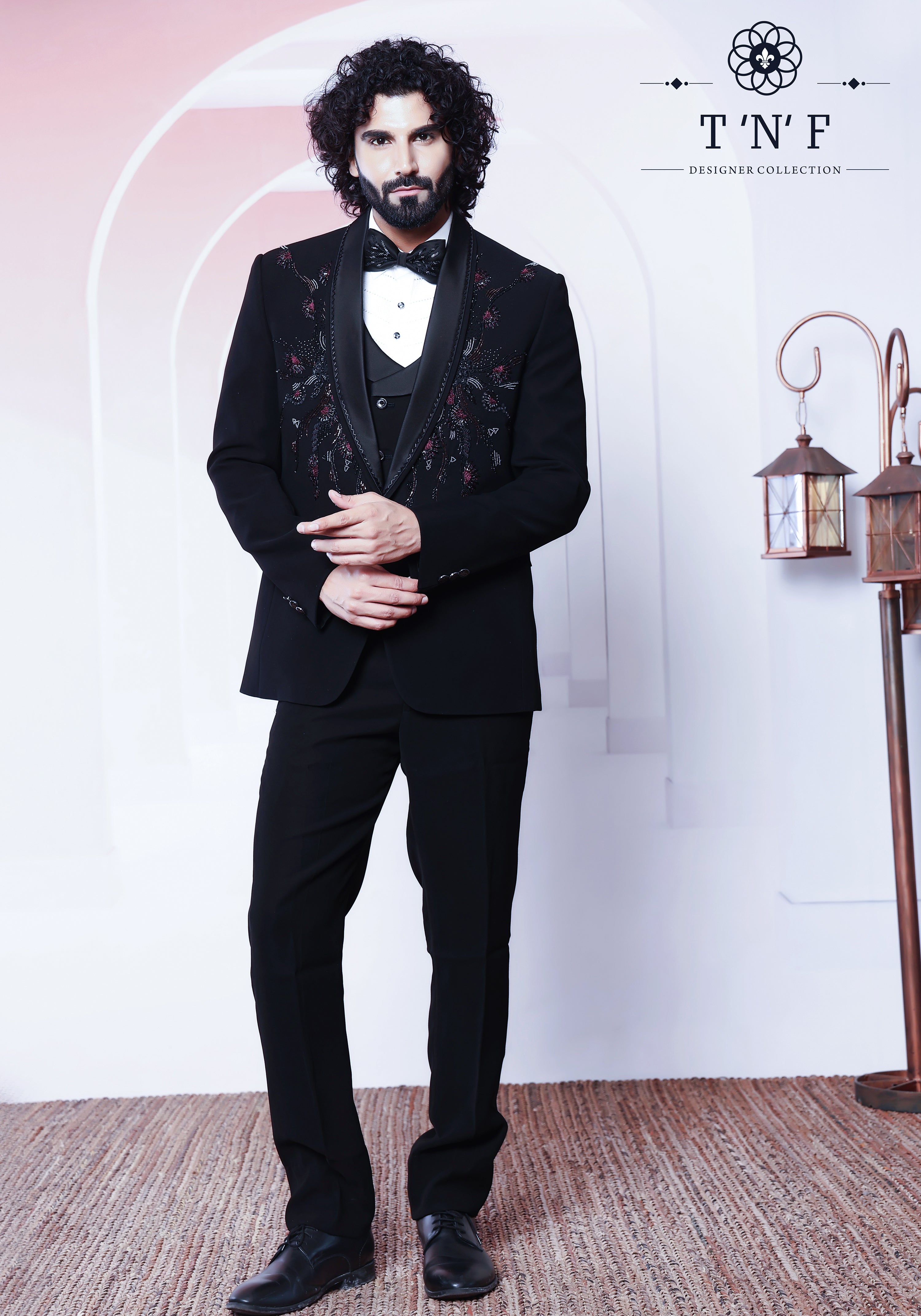 Crimson Noir Japanese embroidered Tuxedo
