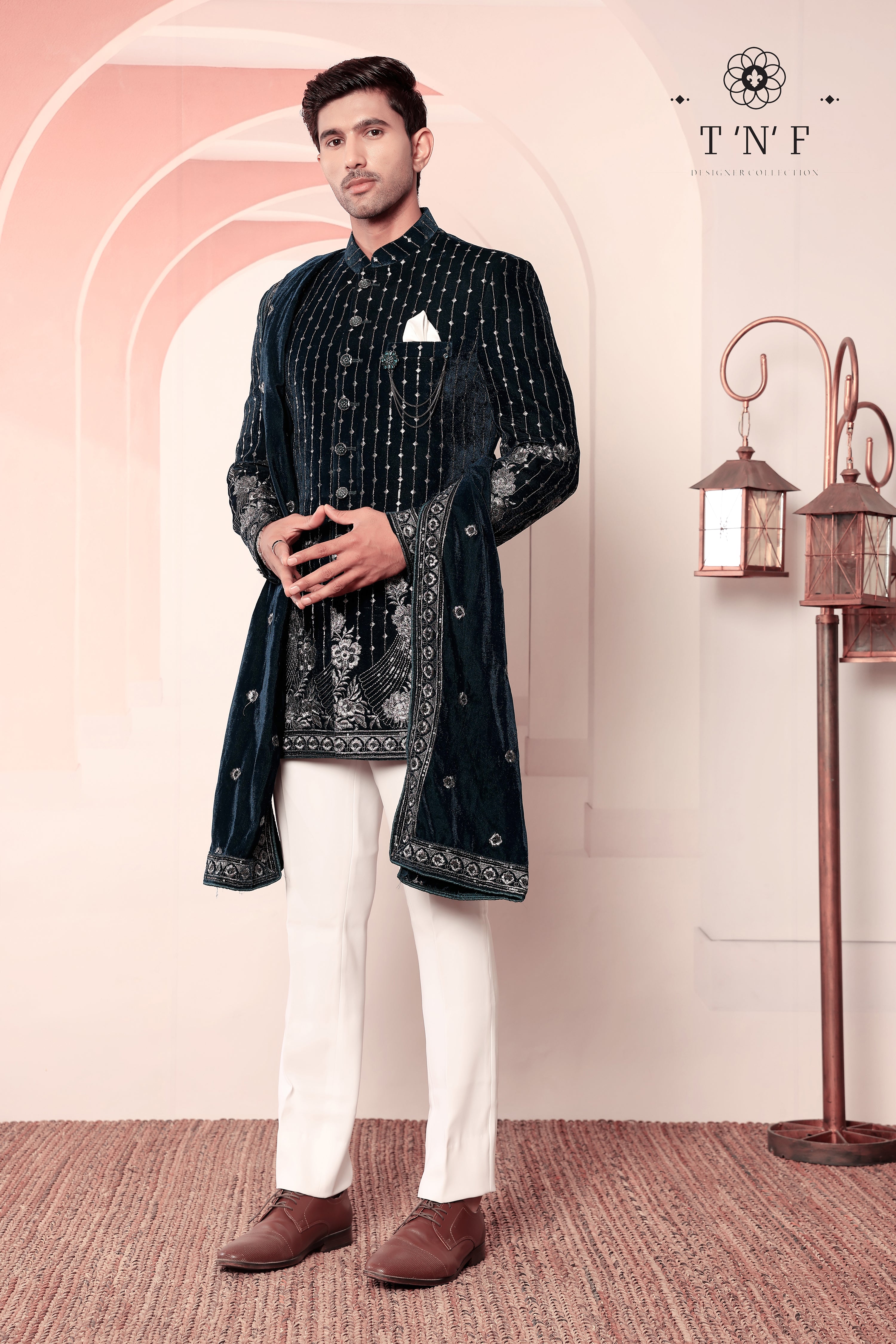 Regal Midnight Velvet dupatta indo-western