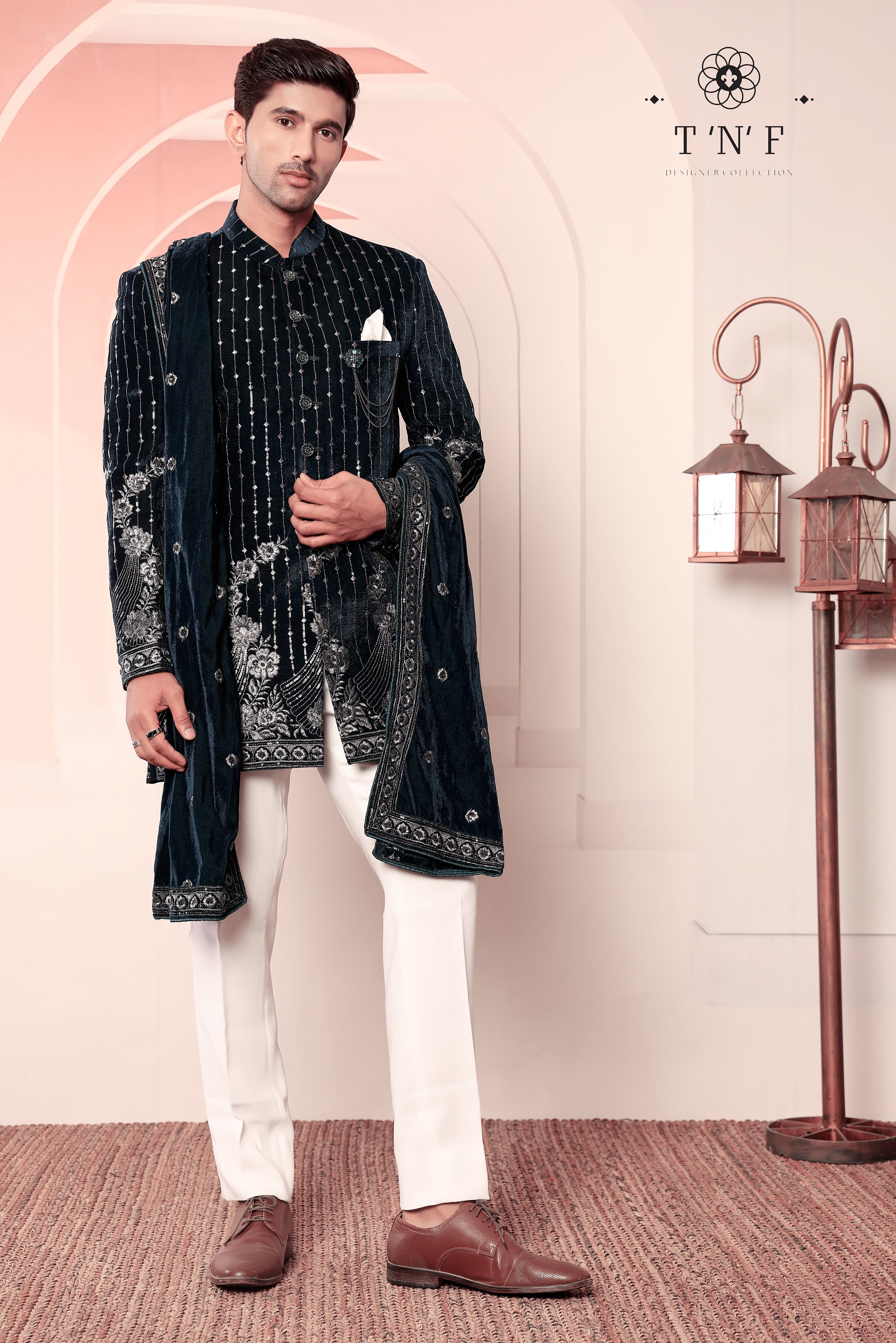 Regal Midnight Velvet dupatta indo-western