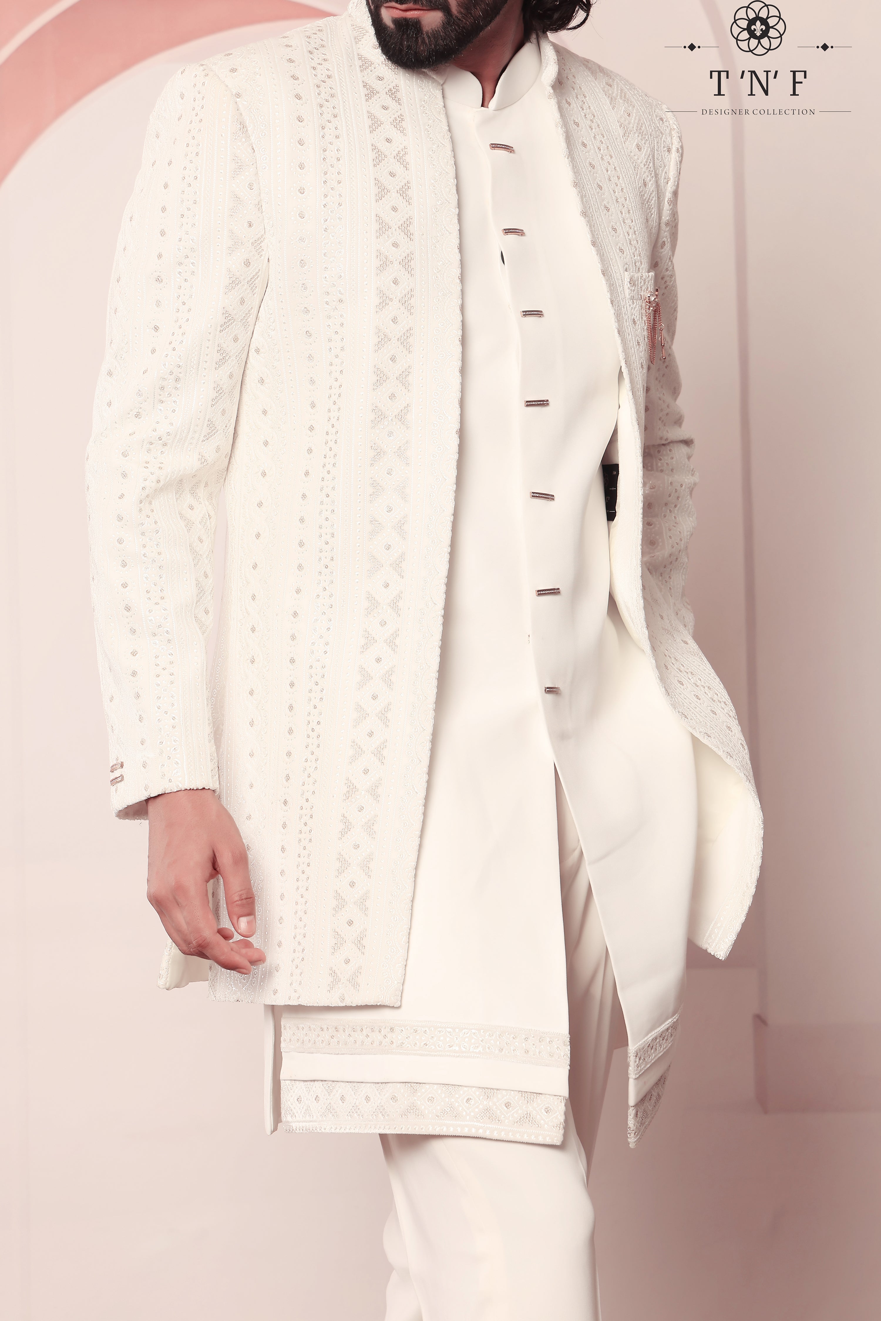 Ivory Majesty Velvet Shrug Indo-western