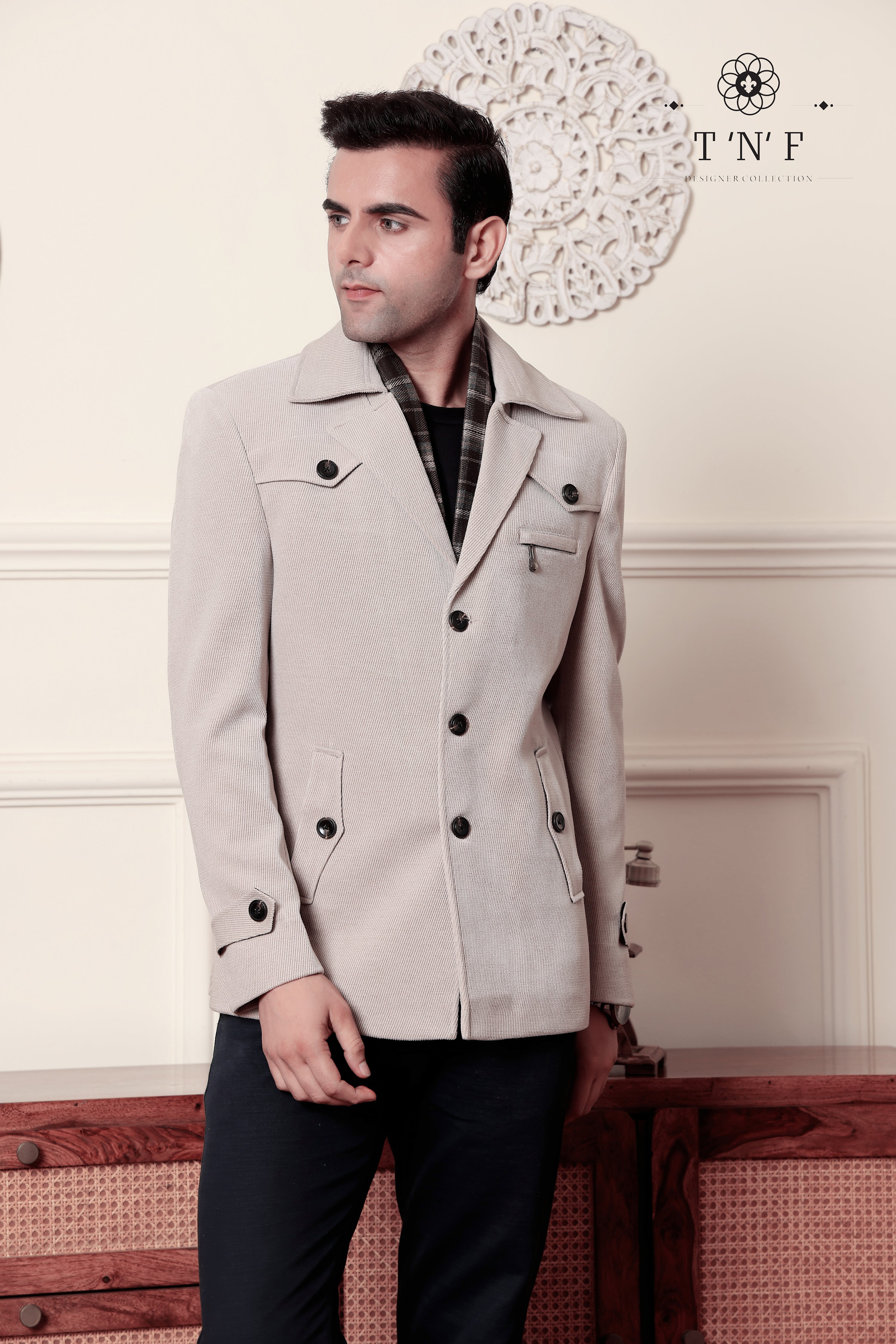 Corduroy Crest Muffler Blazer