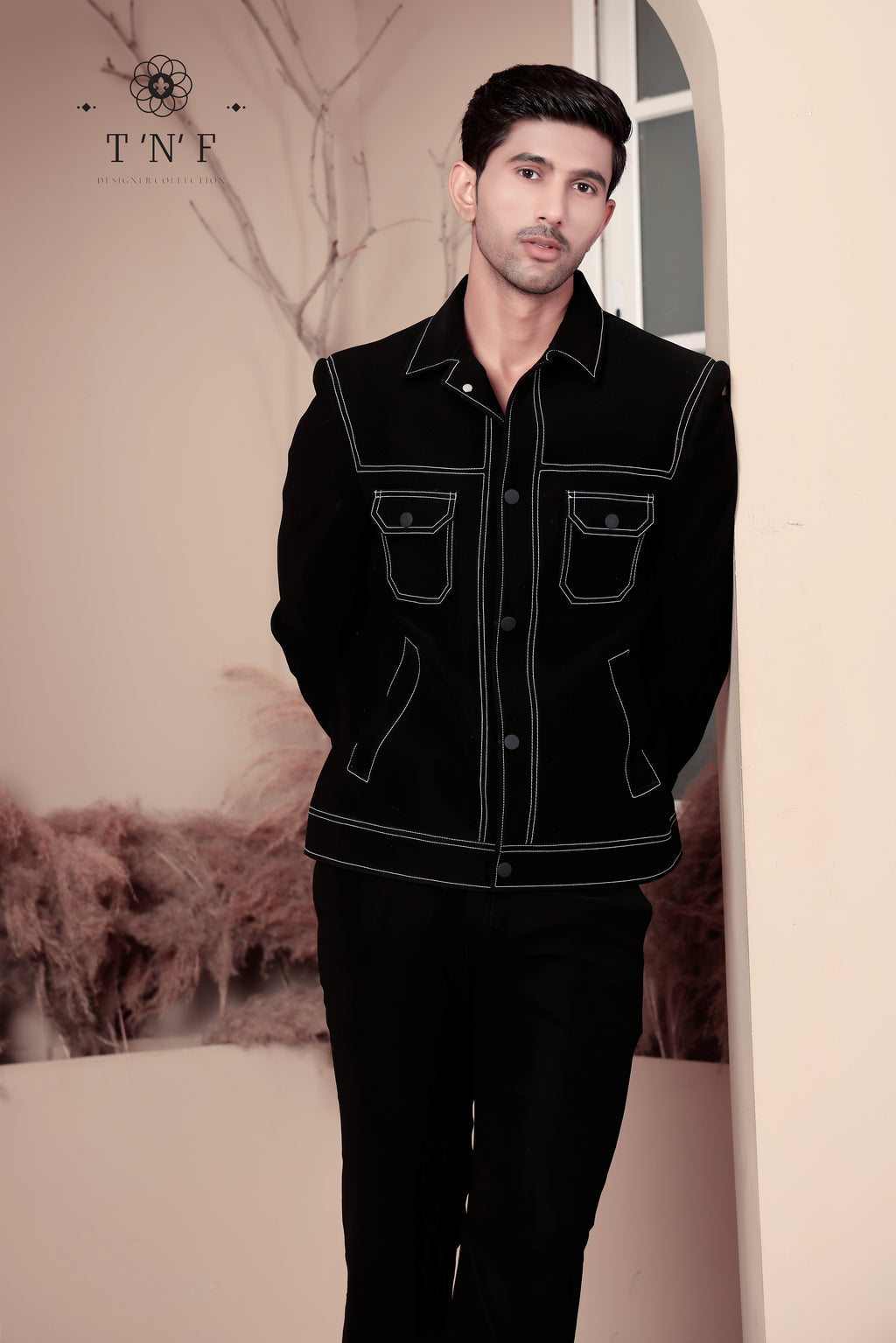Noir Contrast Stitch Shacket