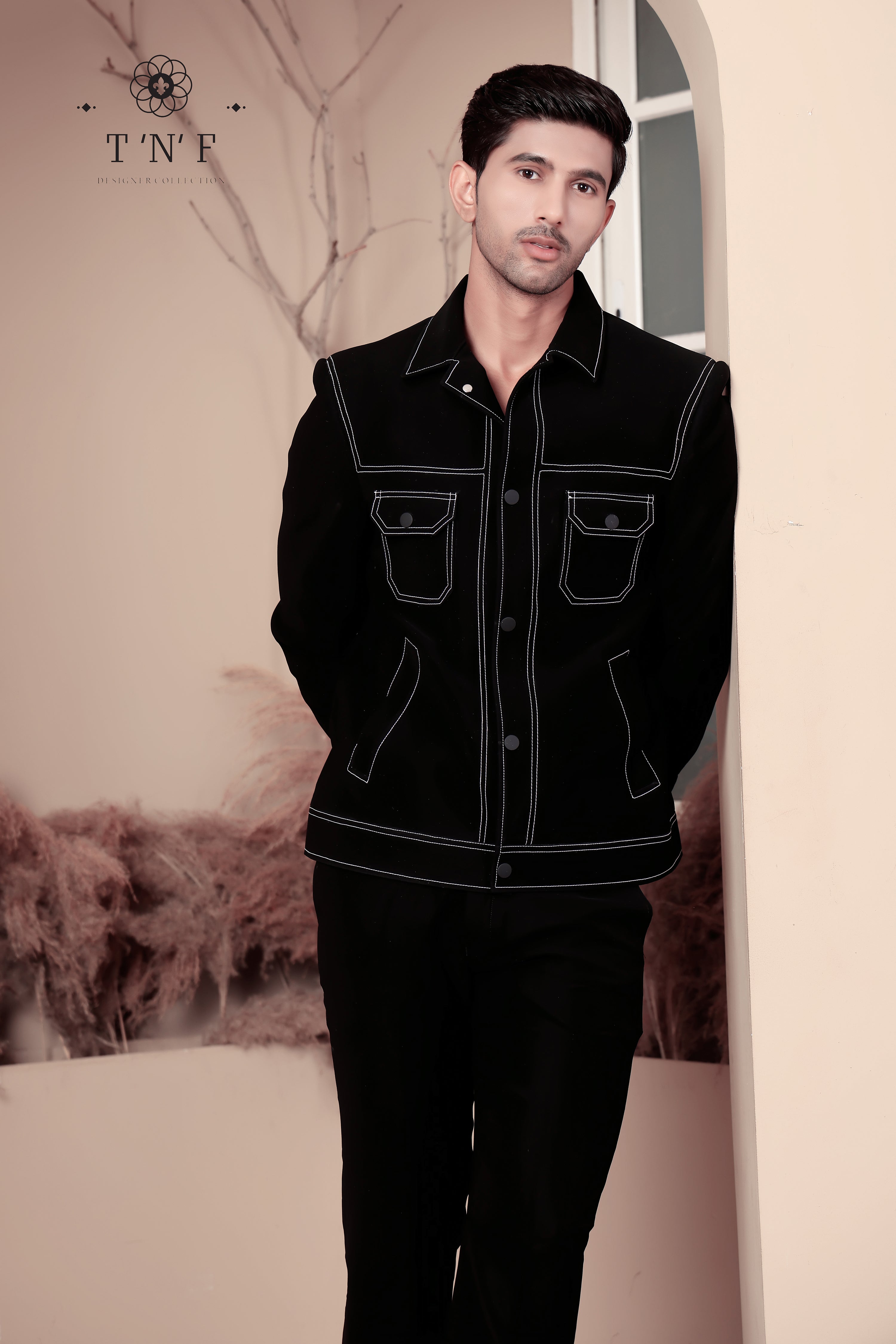 Noir Contrast Stitch Shacket